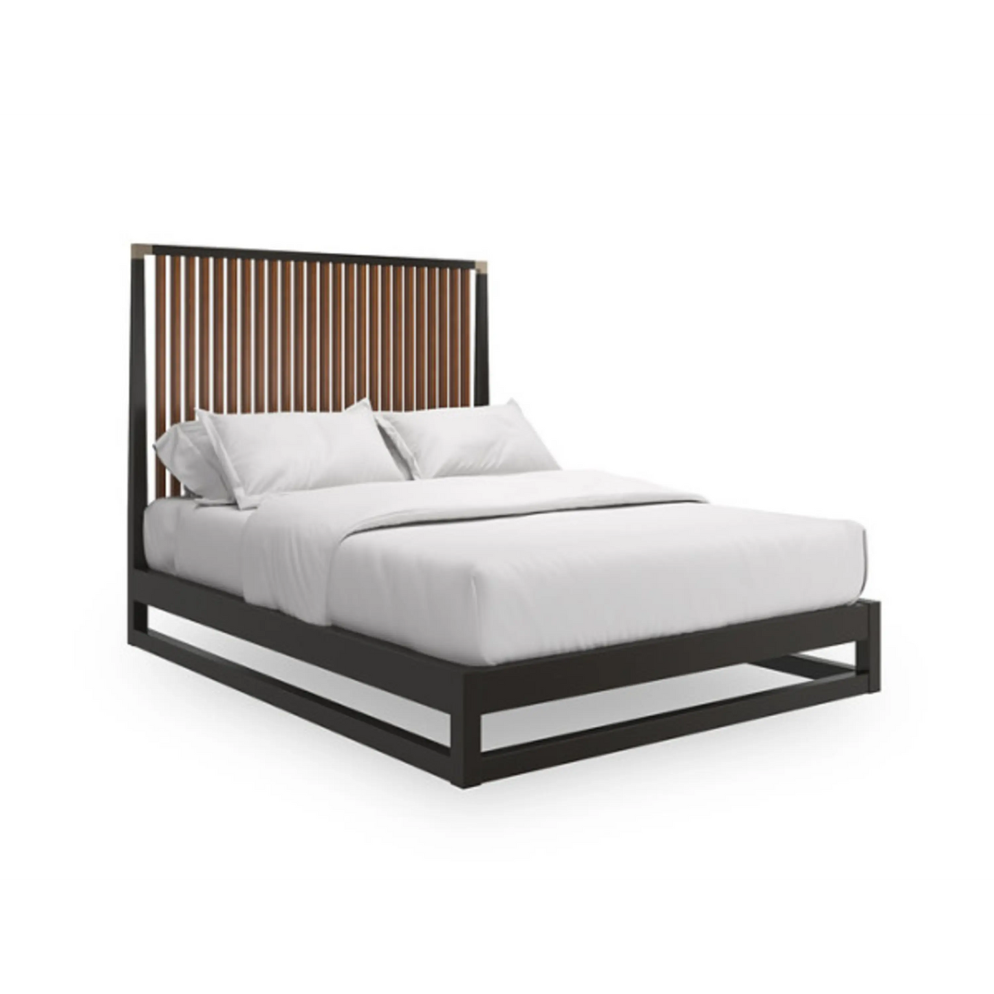 Pinstripe Slatted Kg Bed Dark Hb