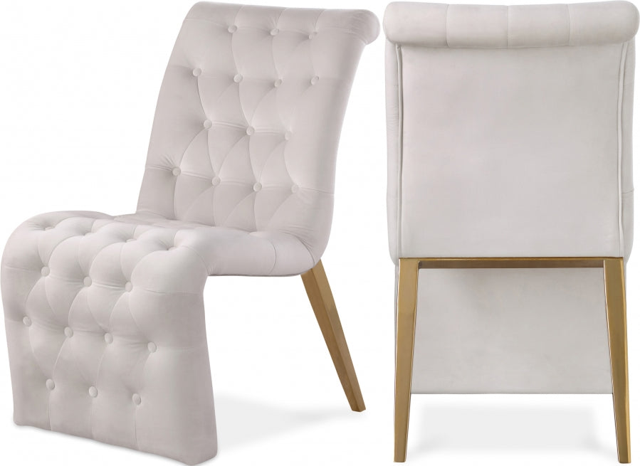 Curve Velvet Upholstered Dining Chair - Cream