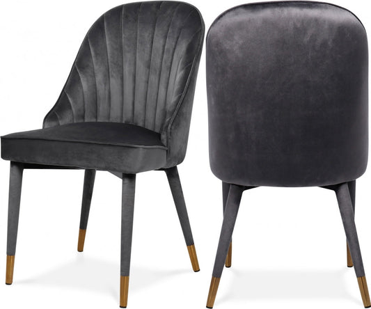Belle Velvet Upholstered Dining Chair - Grey