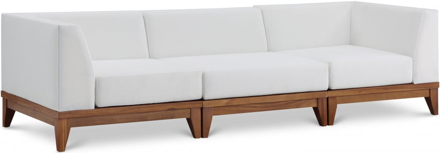 Rio 96.5" Off White Water Resistant Fabric Upholstered Outdoor Patio 3pc. Modular Sofa - Off White