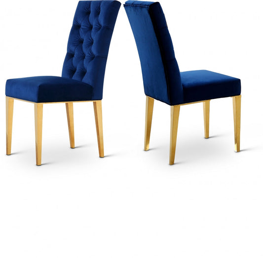 Capri Velvet Upholstered Dining Chair - Blue