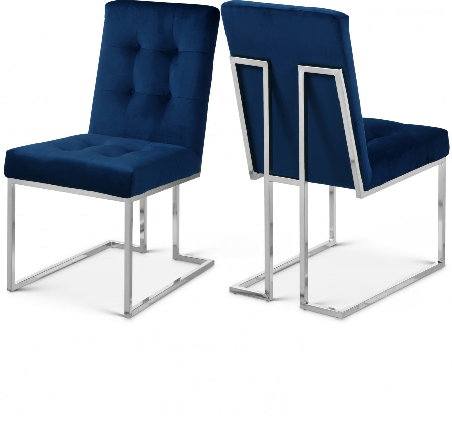 Alexis Velvet Upholstered Dining Chair - Blue