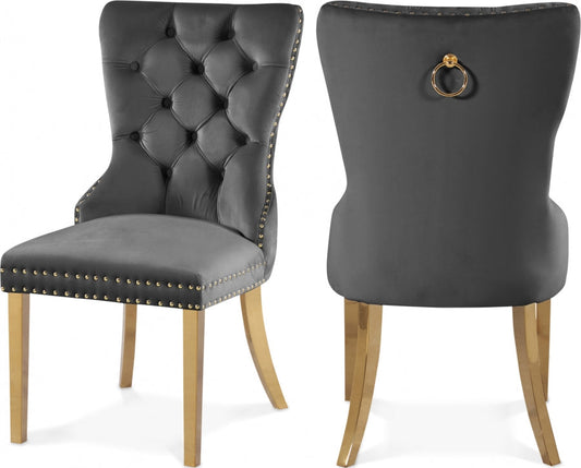 Carmen Velvet Upholstered Dining Chair - Grey