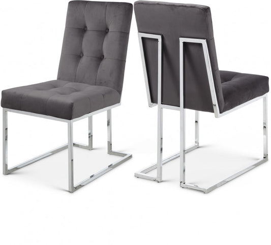 Alexis Velvet Upholstered Dining Chair - Grey