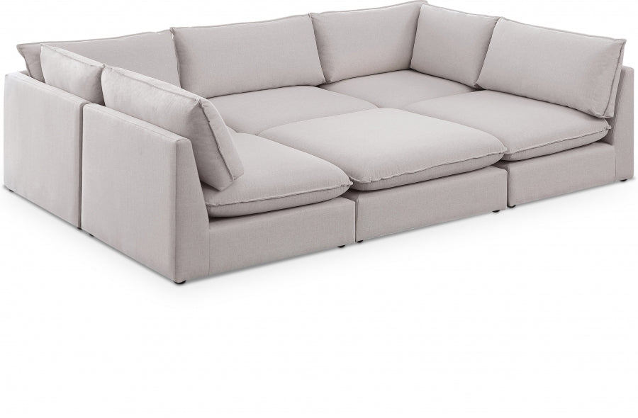 Mackenzie 120" Linen Textured Fabric Upholstered 6pc. Modular Sectional - Beige