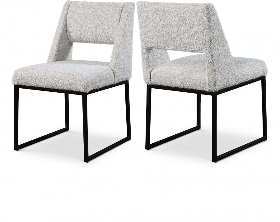 Jayce Boucle Fabric Upholstered Dining Chair - Cream