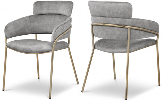 Yara Velvet Upholstered Dining Chair - Grey