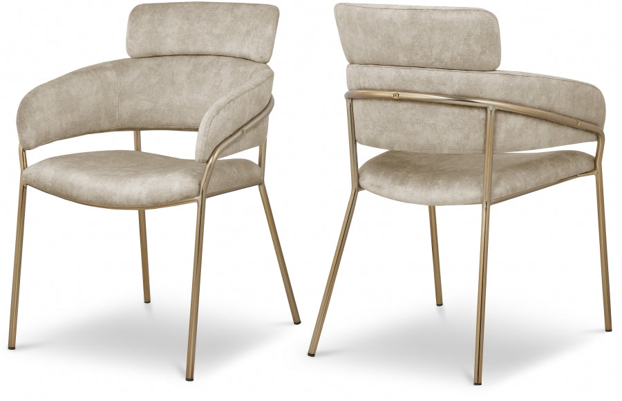 Yara Velvet Upholstered Dining Chair - Stone
