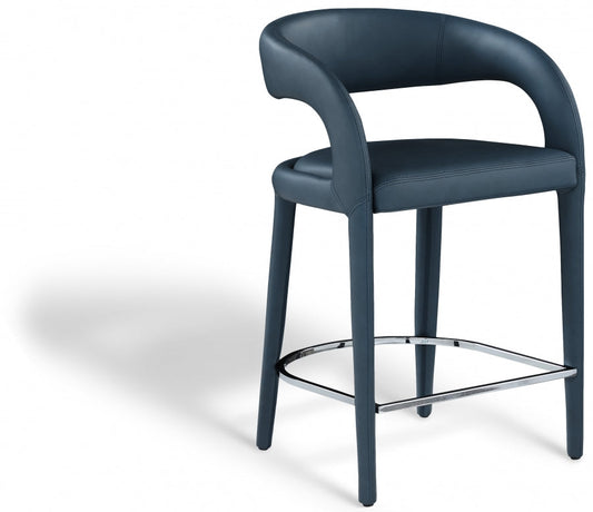 Sylvester Vegan Leather Upholstered Counter Stool - Blue