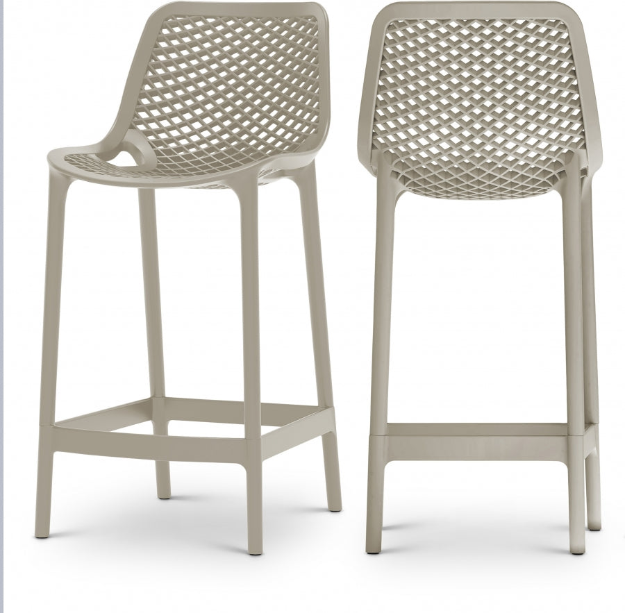 Mykonos Plastic Outdoor Patio Stools - Taupe