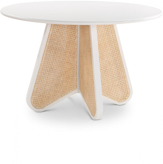 Butterfly 48" Oak Veneer And Natural Cane Dining Table - White