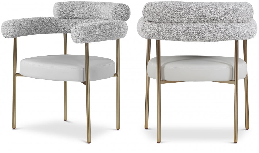 Blake Boucle Fabric Upholstered and Vegan Leather Upholstered Dining Chair - Taupe