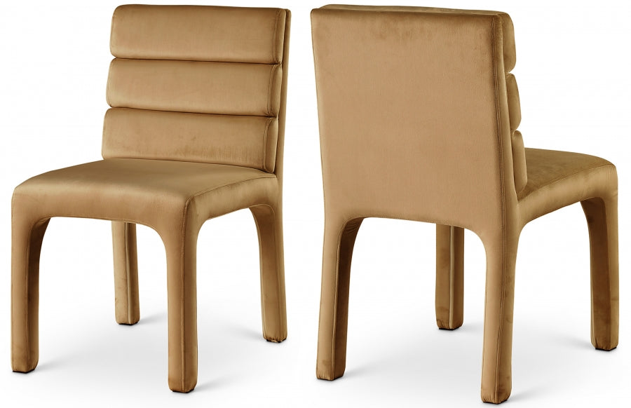 Kai Velvet Upholstered Dining Chair - Saddle