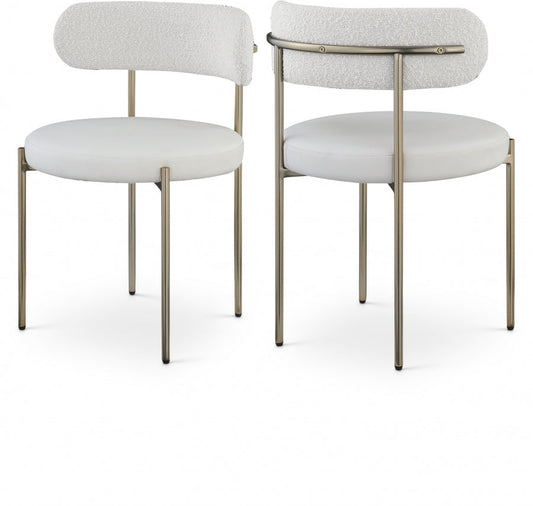 Beacon Vegan Leather And Boucle Fabric Upholstered Dining Chair - Cream