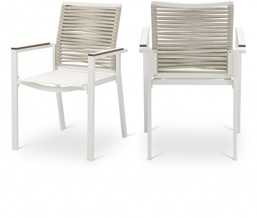 Maldives Mesh And Rope Fabric Outdoor Patio Dining Arm Chair - Beige