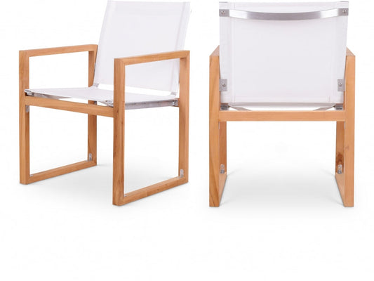Tulum Water Resistant Mesh Fabric Outdoor Patio Dining Arm Chair - White