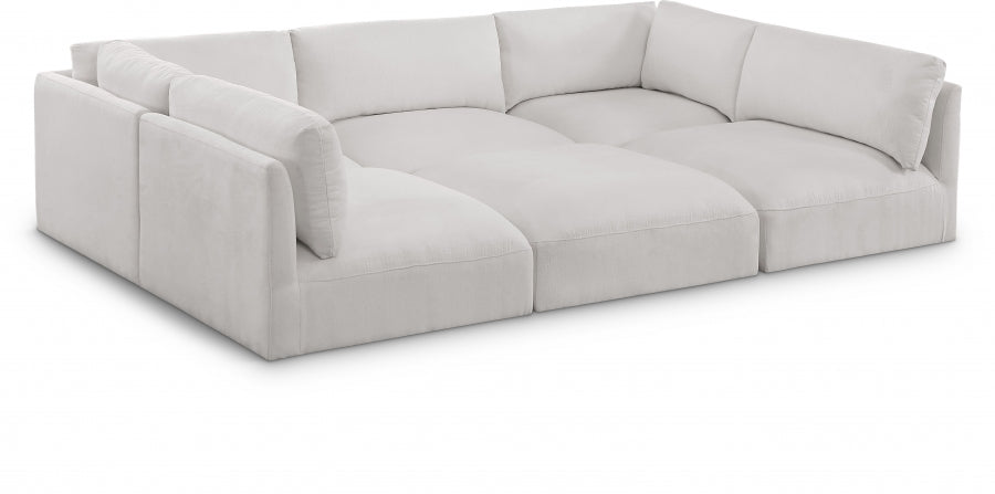 Ease 114" Fabric Upholstered 6pc. Modular Sectional - Cream