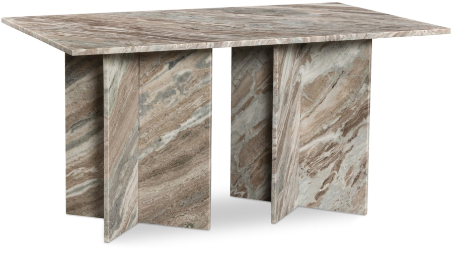 Verona 60" Genuine Marble Dining Table - Brown