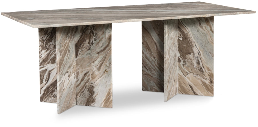 Verona 78" Genuine Marble Dining Table - Brown