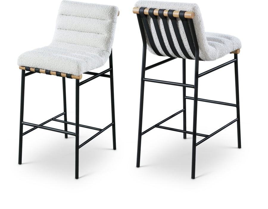 Burke Boucle Fabric Upholstered Bar Stool - Cream
