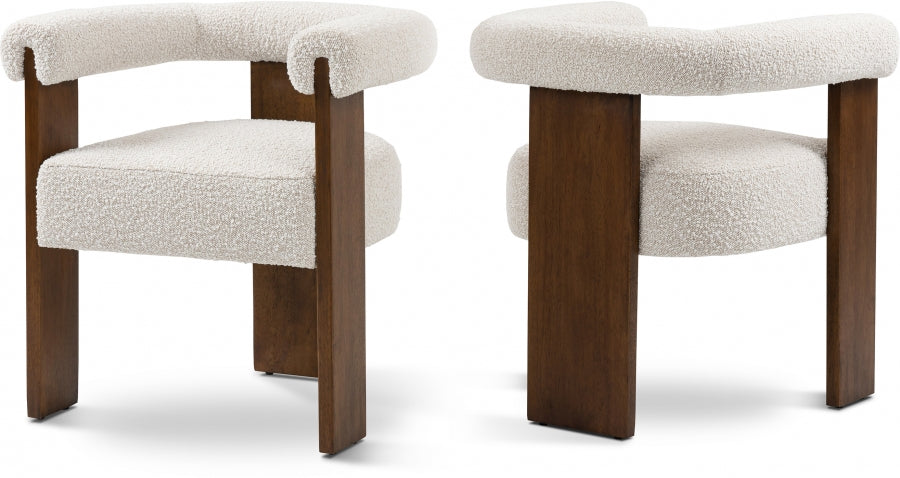 Barrel Cream Boucle Fabric Upholstered Dining Chair - Cream