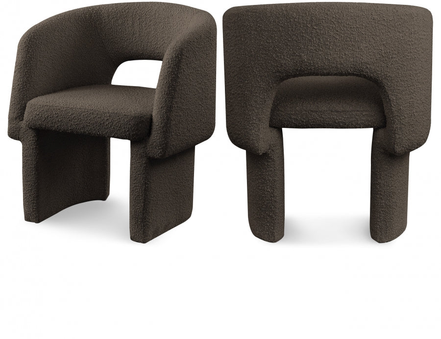Emmet Boucle Fabric Upholstered Dining Chair / Accent Chair - Brown