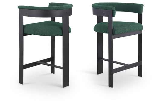 Romeo Boucle Fabric Upholstered Bar / Counter Stool - Green