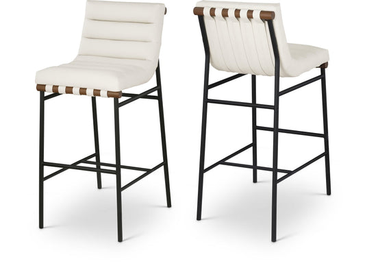 Burke Vegan Leather Upholstered Bar Stools - Cream