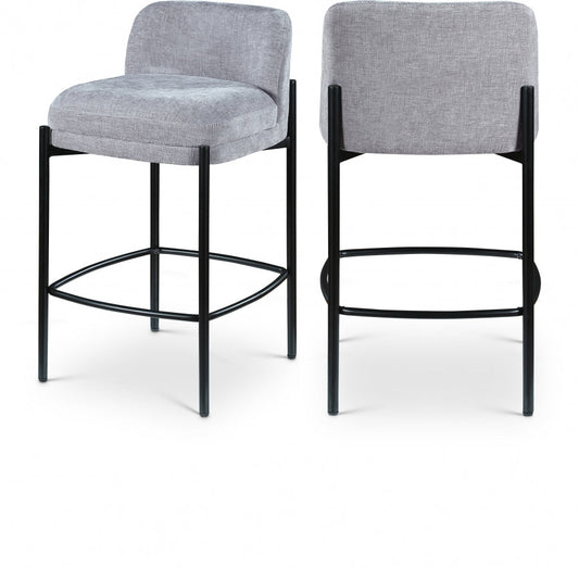 Burton Chenille Fabric Upholstered Bar / Counter Stool - Grey