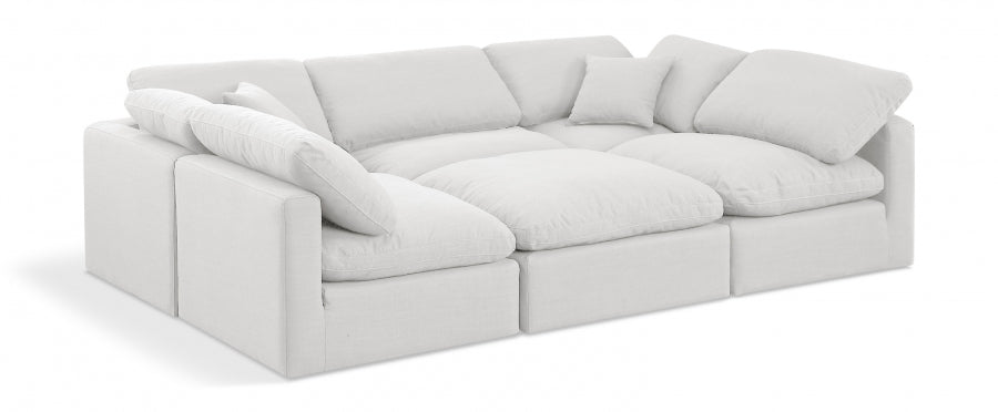 Indulge 105" Linen Textured Fabric Upholstered 6pc. Modular Sectional - White