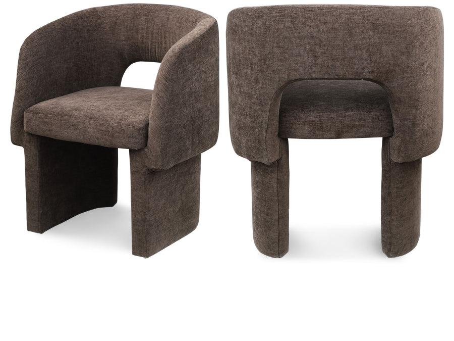 Emmet Chenille Fabric Upholstered Dining Chair / Accent Chair - Brown