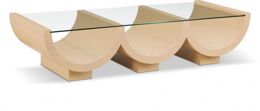 Beverwil Glass Top And Oak Veneer Base Coffee Table - Natural