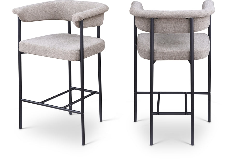 Malin Linen Textured Fabric Upholstered Counter Stool - Taupe