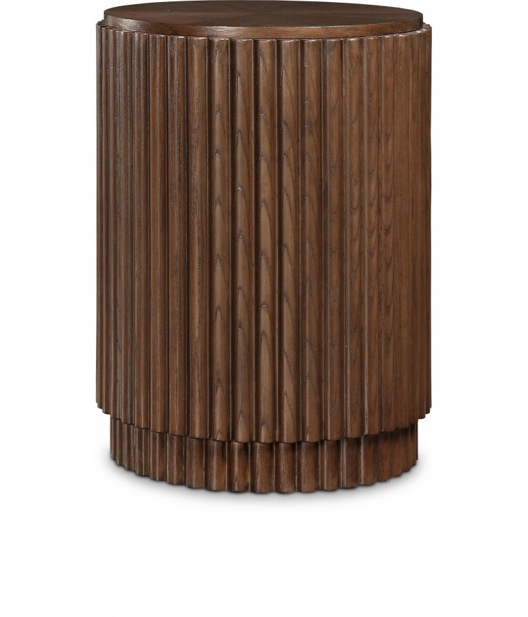 Ronin Solid Wood And Oak Veneer End Table - Brown