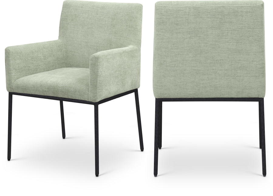 Reeves Chenille Fabric Upholstered Dining Arm Chair - Mint