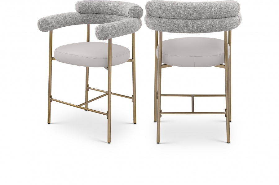 Blake Vegan Leather And Boucle Fabric Upholstered Counter Stool - Taupe