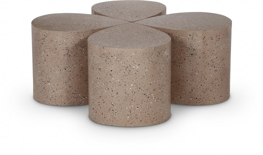 Petal Terrazzo Pattern Iron 4pc. Coffee Table - Taupe