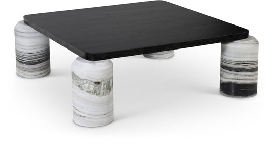 Ferrara Genuine Marble Base And Oak Wood Top Coffee Table - Panda