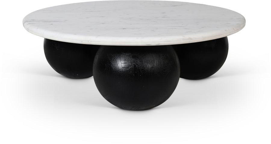 Treviso Genuine Marble Top And Mango Wood Base Coffee Table - White