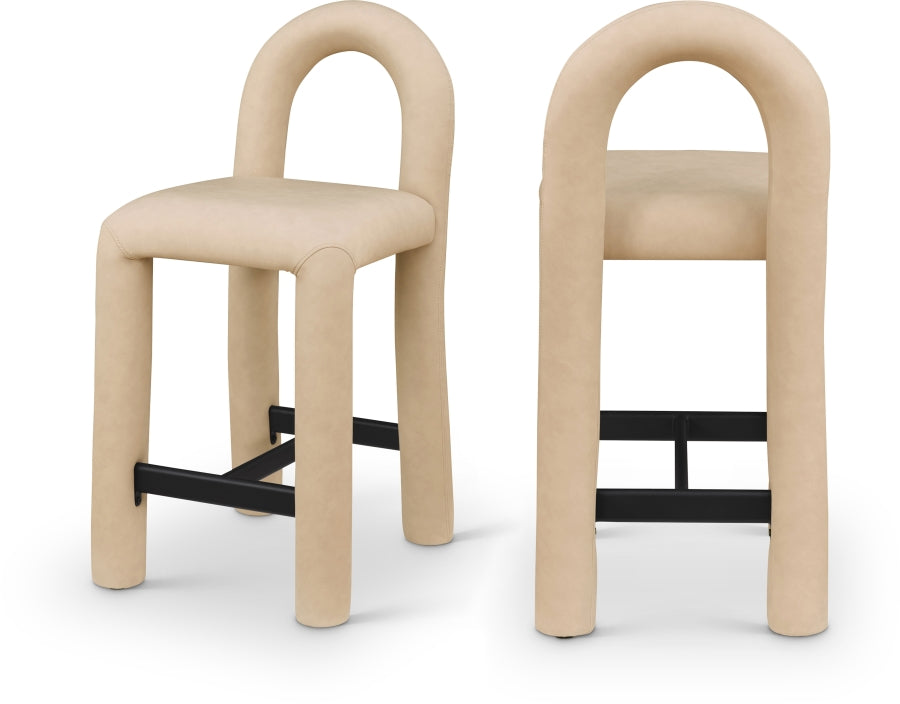 Amari Vegan Leather Upholstered Counter Stool - Tan