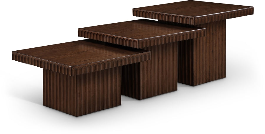 Spencer Solid Wood And Oak Veneer 3 Piece Coffee Table - Brown