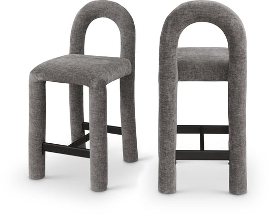 Amari Chenille Fabric Upholstered Counter Stool - Grey
