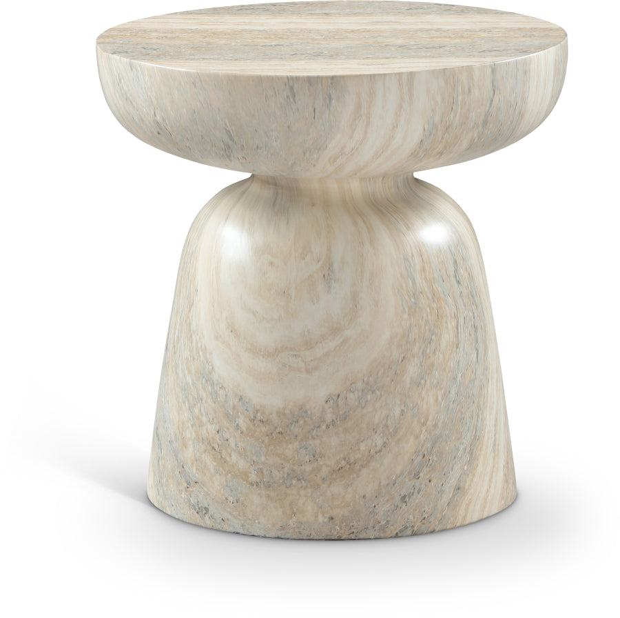 Avellino Travertine Finish Indoor / Outdoor Concrete End Table - Natural