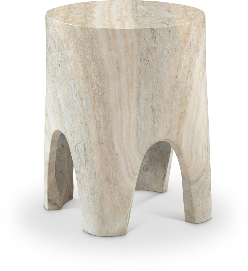 Foligno Travertine Finish Indoor / Outdoor Concrete End Table - Natural