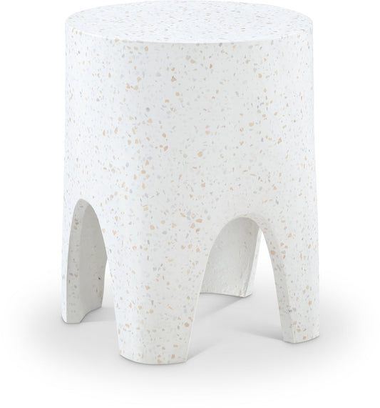 Foligno Terrazzo Pattern Finish Indoor / Outdoor Concrete End Table - White