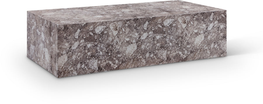Piazza Marble Finish Indoor/Outdoor Concrete Coffee Table - Brown