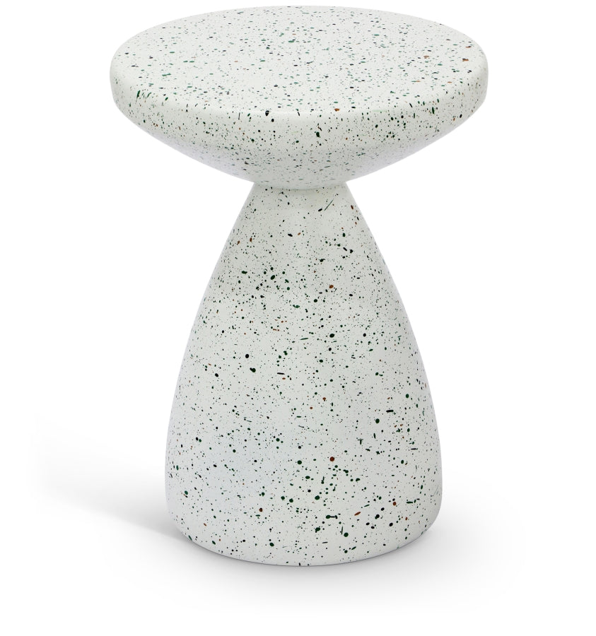 Anika Terrazzo Pattern Iron Terrazo End Table - White