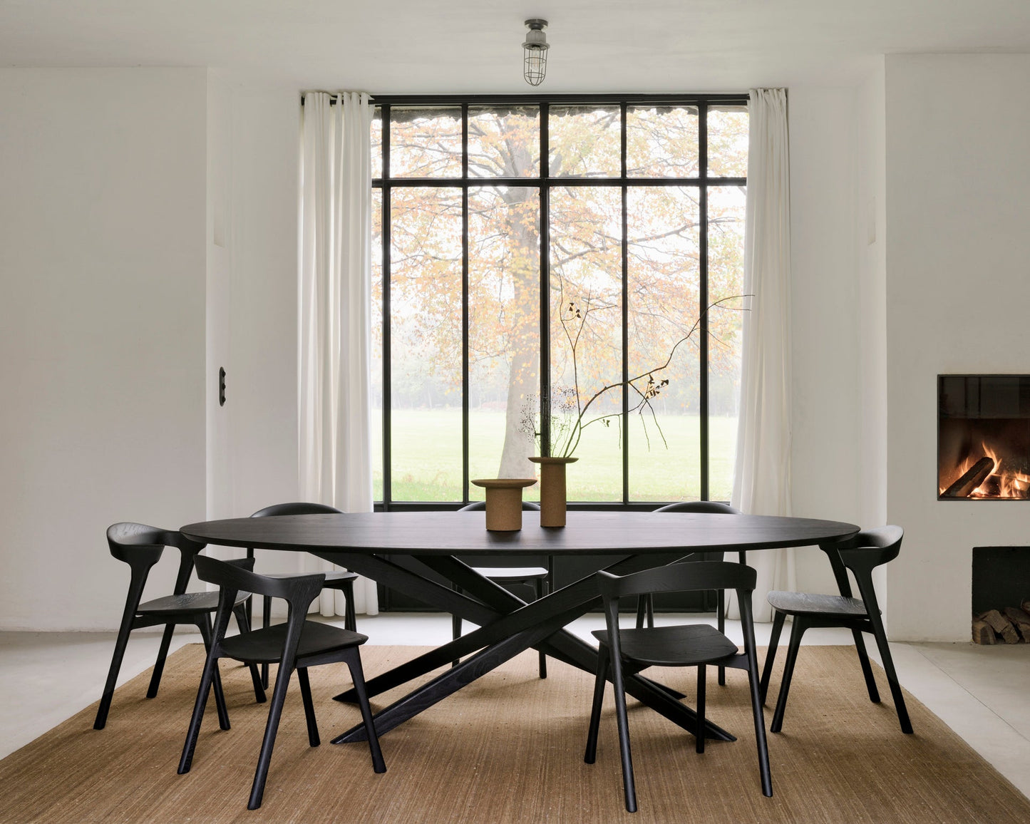 105" Oak Black Mikado Dining Table