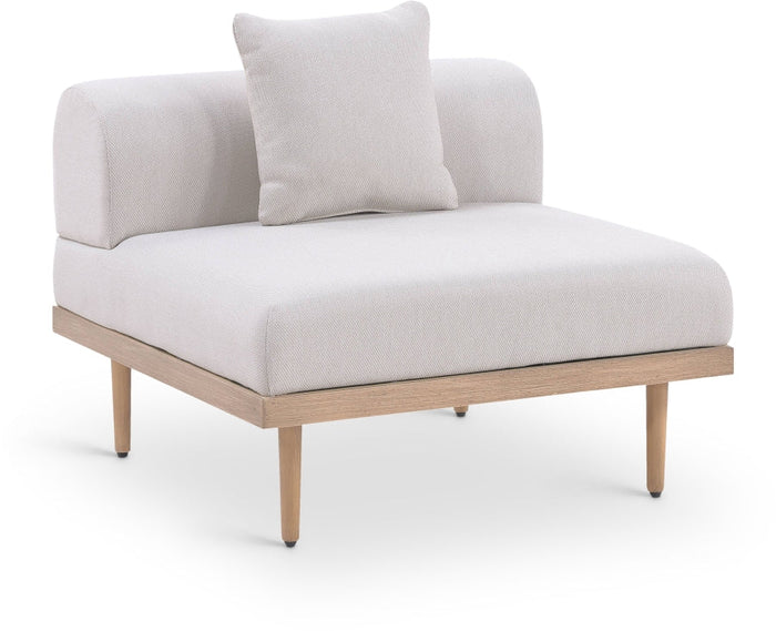 Laguna Resilient Water Resistant Fabric Upholstered Outdoor Patio Modular Armless Chair - Beige