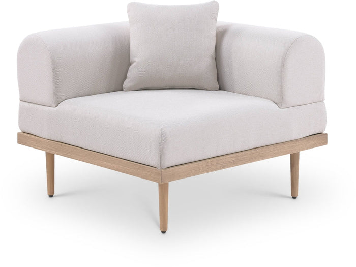 Laguna Resilient Water Resistant Fabric Upholstered Outdoor Patio Modular Corner Chair - Beige
